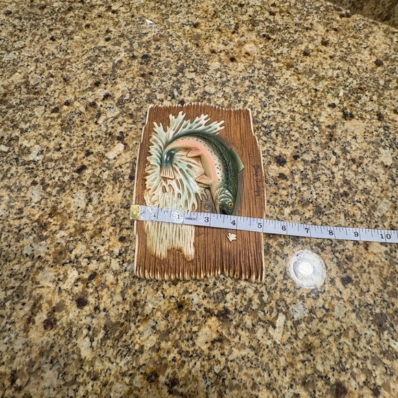 Vintage Mid-Century MCM Orn-a-craft Rainbow Trout Small Porcelain Wall Hanging - Picture 5 of 8